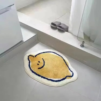 Cartoon Half-Moon Floor Mat - Non-Slip Semi-Circular Rug for Bedroom & Living Room