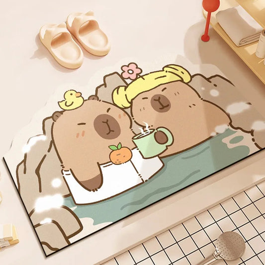 Capybara Diatomite Bath Mat - Quick-Dry, Absorbent & Non-Slip Bathroom Floor Rug