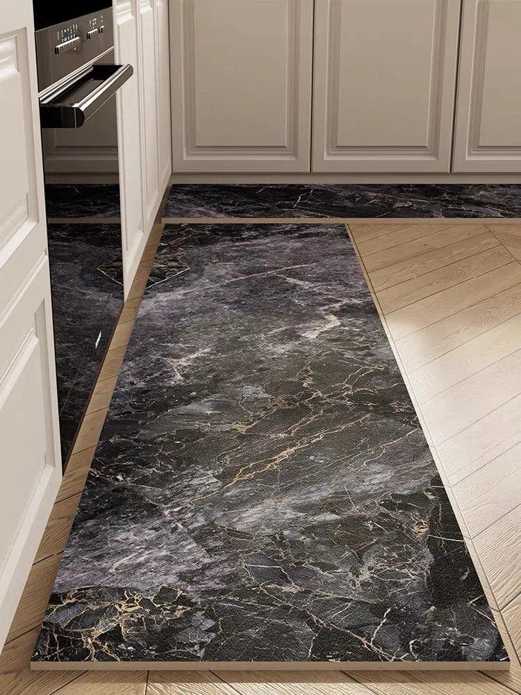 Marble Diatomite Mat 2-Piece Set - Light Luxury, Absorbent & Non-Slip