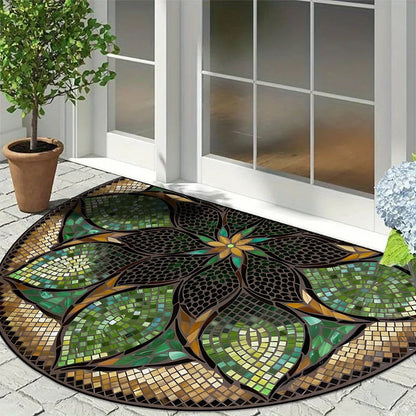 Semi-Circular Marble Doormat - Anti-Slip, Dirt & Wear Resistant Welcome Mat