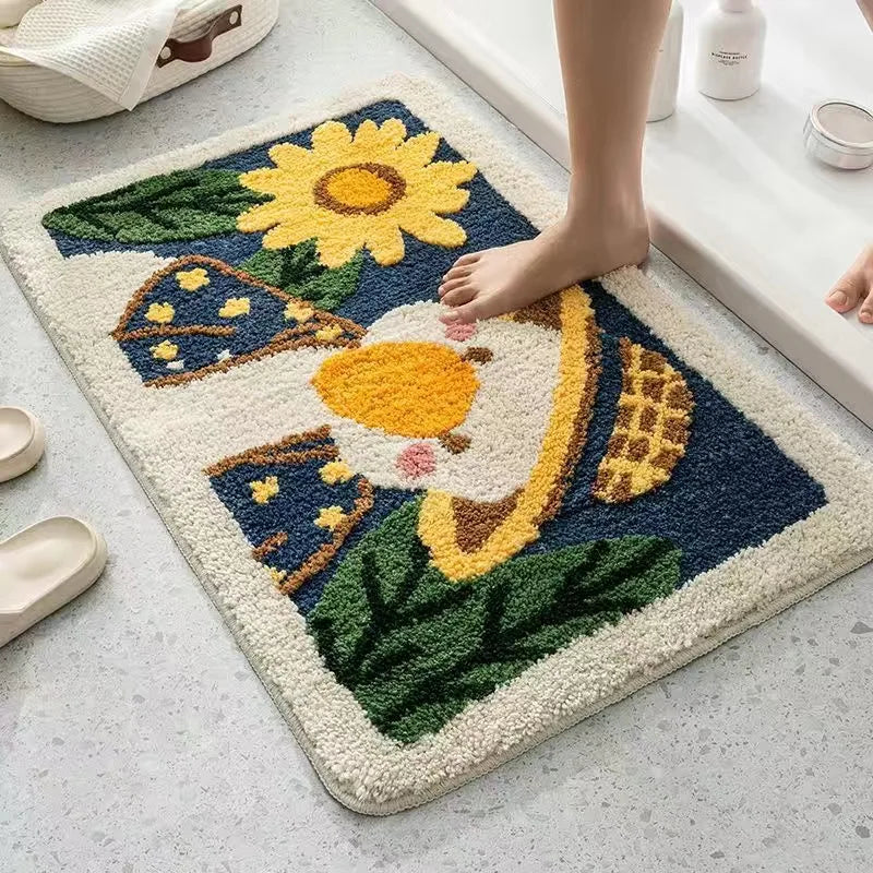 Plush Absorbent Mat - Non-Slip Faux Cashmere Rug for Bathroom & Bedroom Door