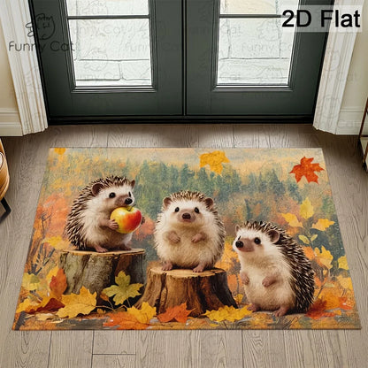 American Retro Maple Leaf Doormat - Soft Flannel Entrance Rug, Durable & Easy Clean