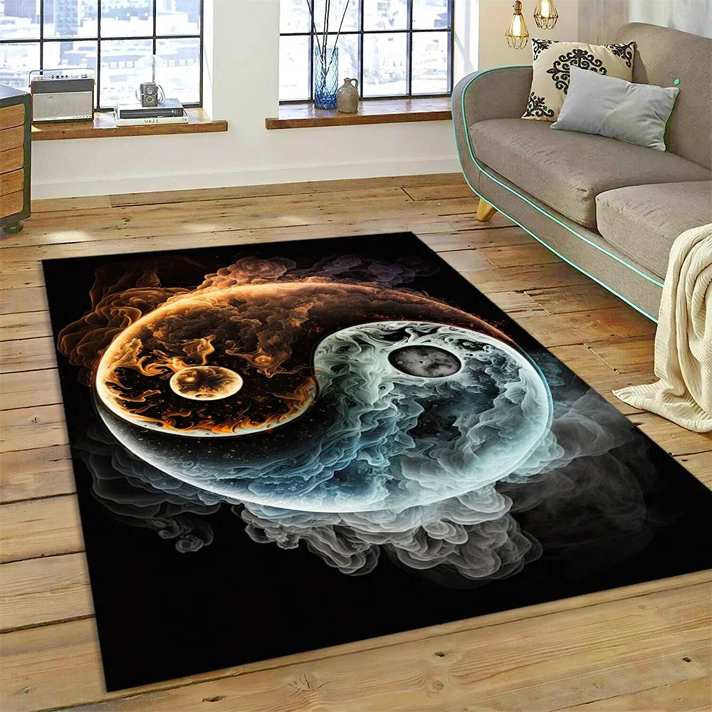 3D Yin Yang Tai Chi Rug - Meditation Area Carpet for Zen Living Room & Bedroom Decor