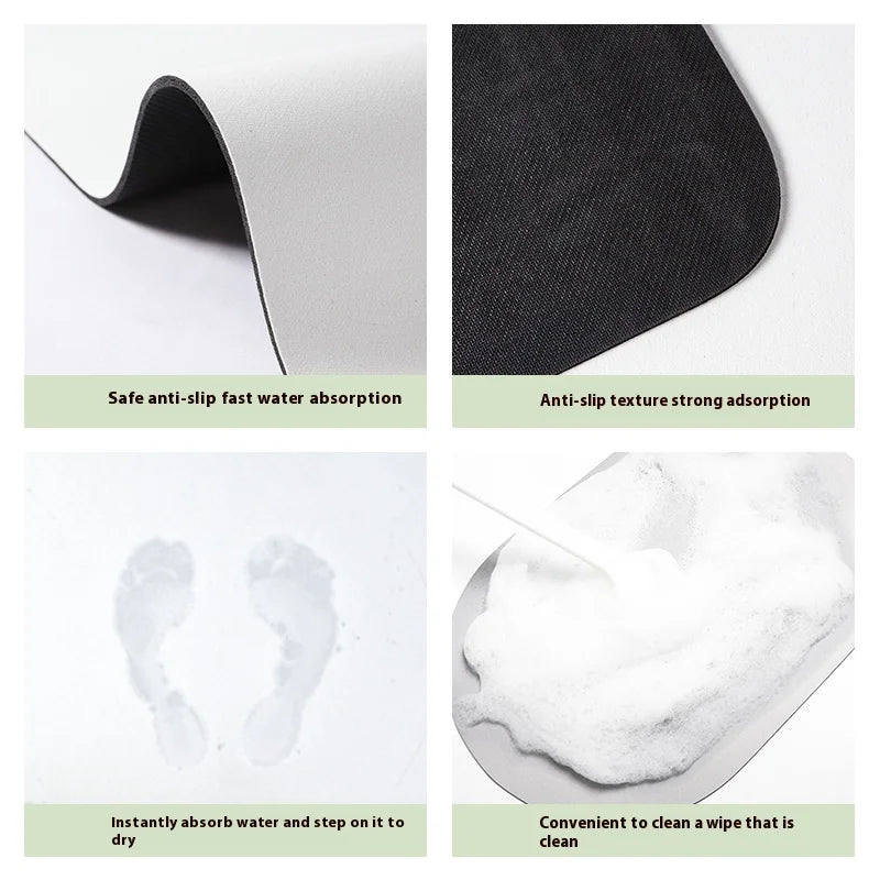 Machine Washable Diatomite Mat - Quick-Dry & Absorbent for Kitchen and Bathroom
