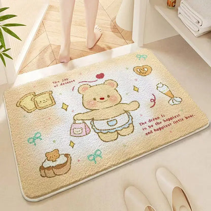 Plush Absorbent Mat - Non-Slip Faux Cashmere Rug for Bathroom & Bedroom Door