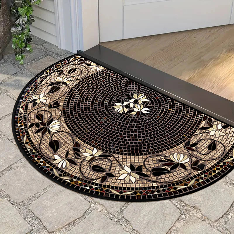 Semi-Circular Outdoor Doormat - Welcome Garden Rug for Entrance & Patio