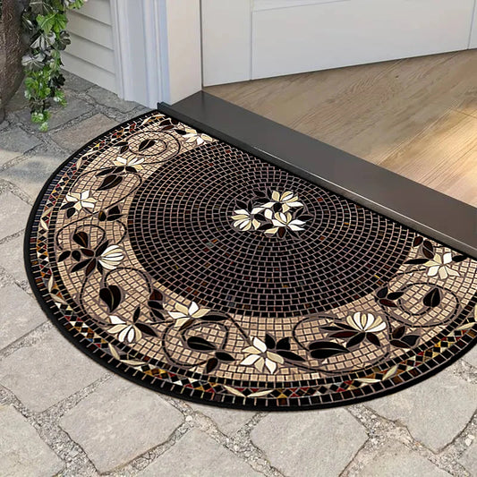 Semi-Circular Outdoor Doormat - Welcome Garden Rug for Entrance & Patio