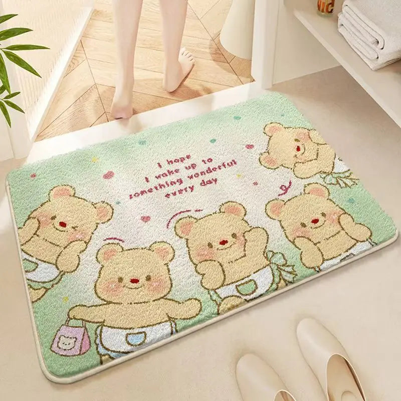 Plush Absorbent Mat - Non-Slip Faux Cashmere Rug for Bathroom & Bedroom Door