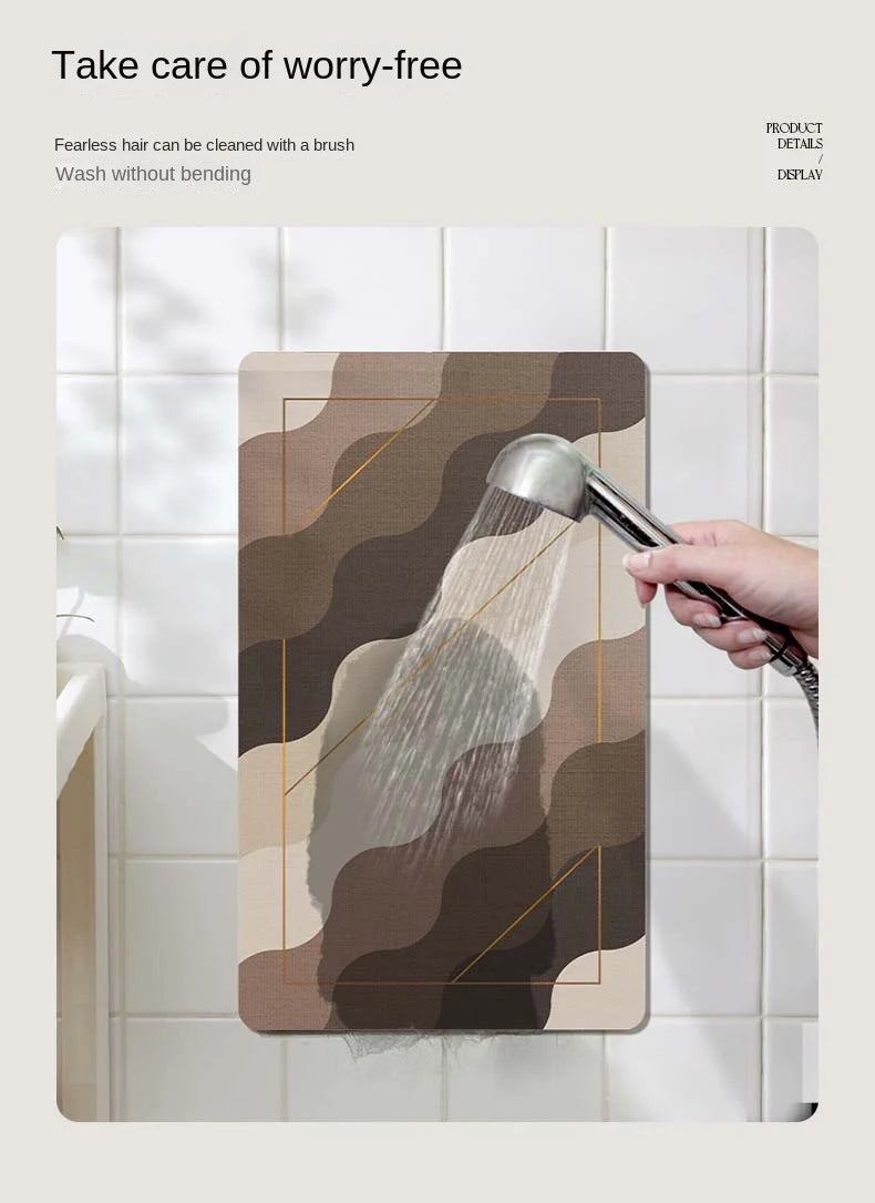 Puzzle Design Diatomite Bath Mat - Quick-Dry, Absorbent & Dirt Resistant