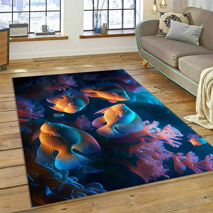 3D Dolphin Area Rug for Kids Room | Underwater World Theme | Non-Slip Playmat