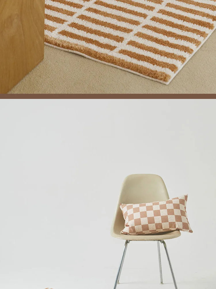 Korean Brick Pattern Rug - Aesthetic Bedside & Nursery Floor Mat for Bedroom