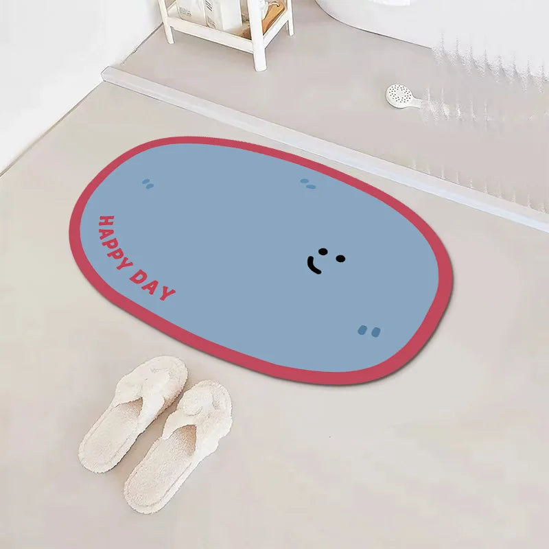 Cartoon Expressions Diatomite Mat - Cute, Non-Slip & Absorbent Bathroom Rug
