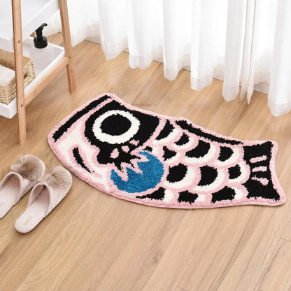 Koi Fish Kids Bath Mat - Cute Cartoon, Non-Slip & Washable Shower Rug