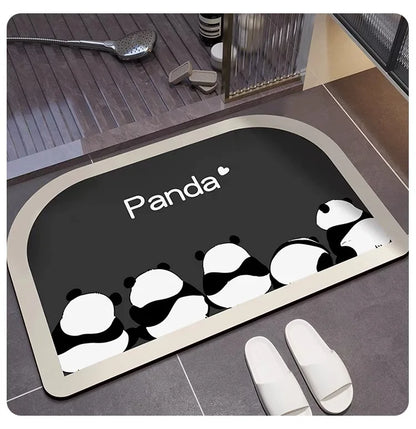 Cute Panda Diatomite Bath Mat - Super Absorbent & Non-Slip Bathroom Rug
