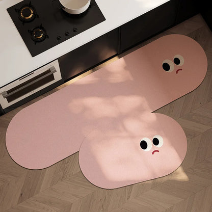 Cartoon Diatomite Kitchen Runner (1 or 2-Pack) - Absorbent & Non-Slip Floor Mat