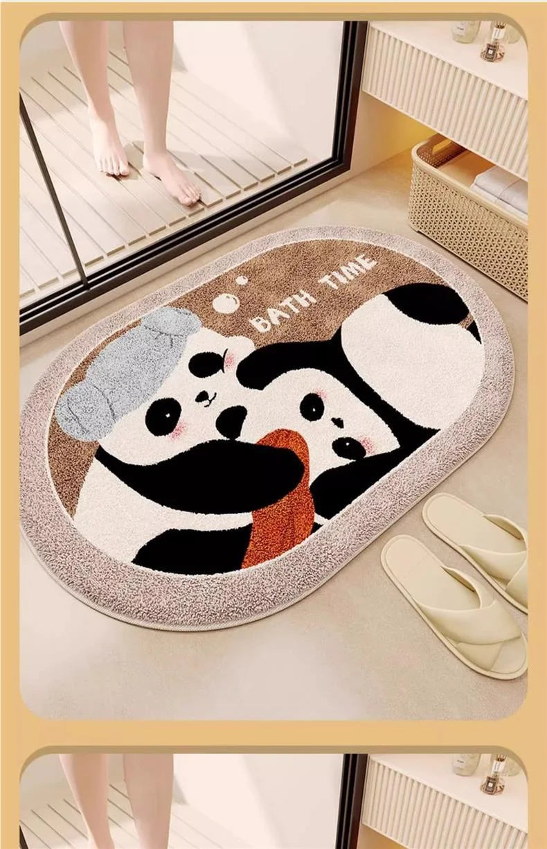Panda Plush Bath Mat - Super Absorbent & Non-Slip Faux Cashmere Rug