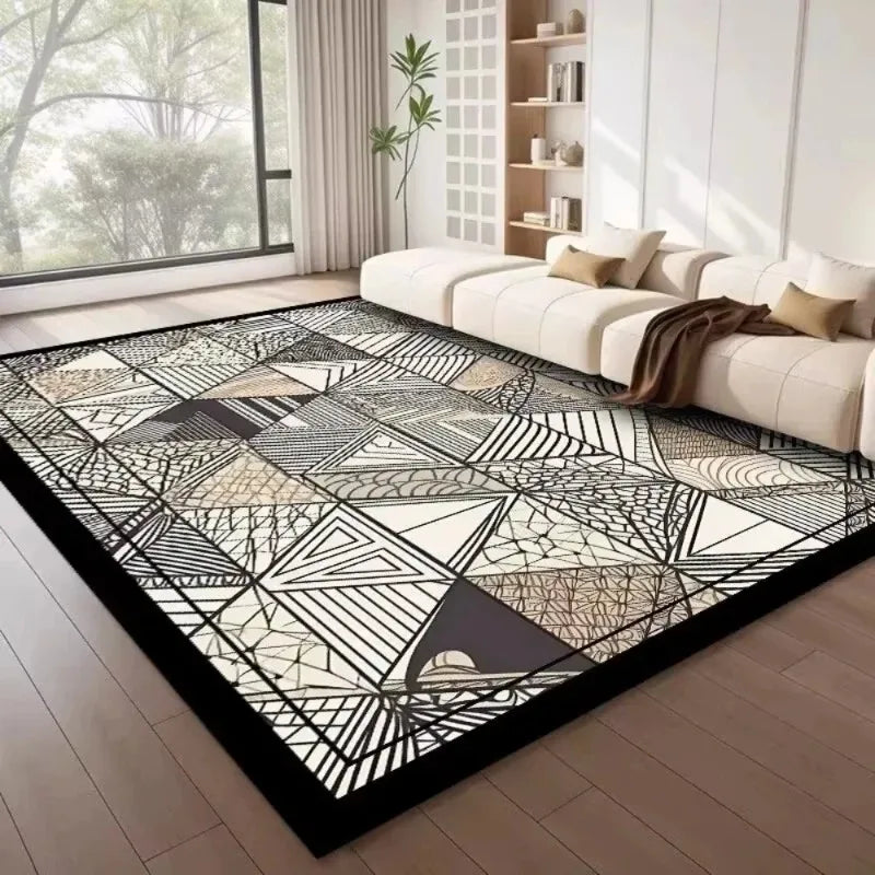 Modern Nordic Geometric Area Rug - Large Light Luxury Carpet for Living Room & Bedroom
