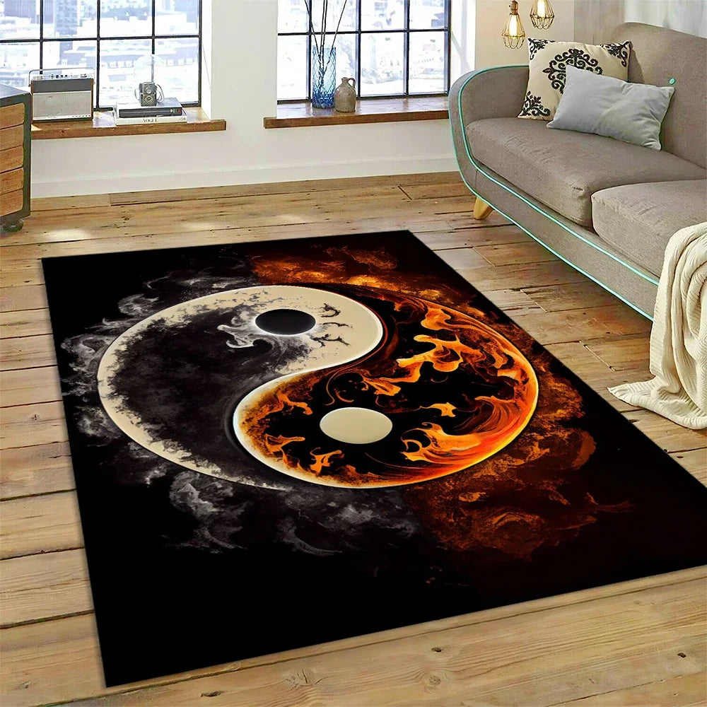 3D Yin Yang Tai Chi Rug - Meditation Area Carpet for Zen Living Room & Bedroom Decor